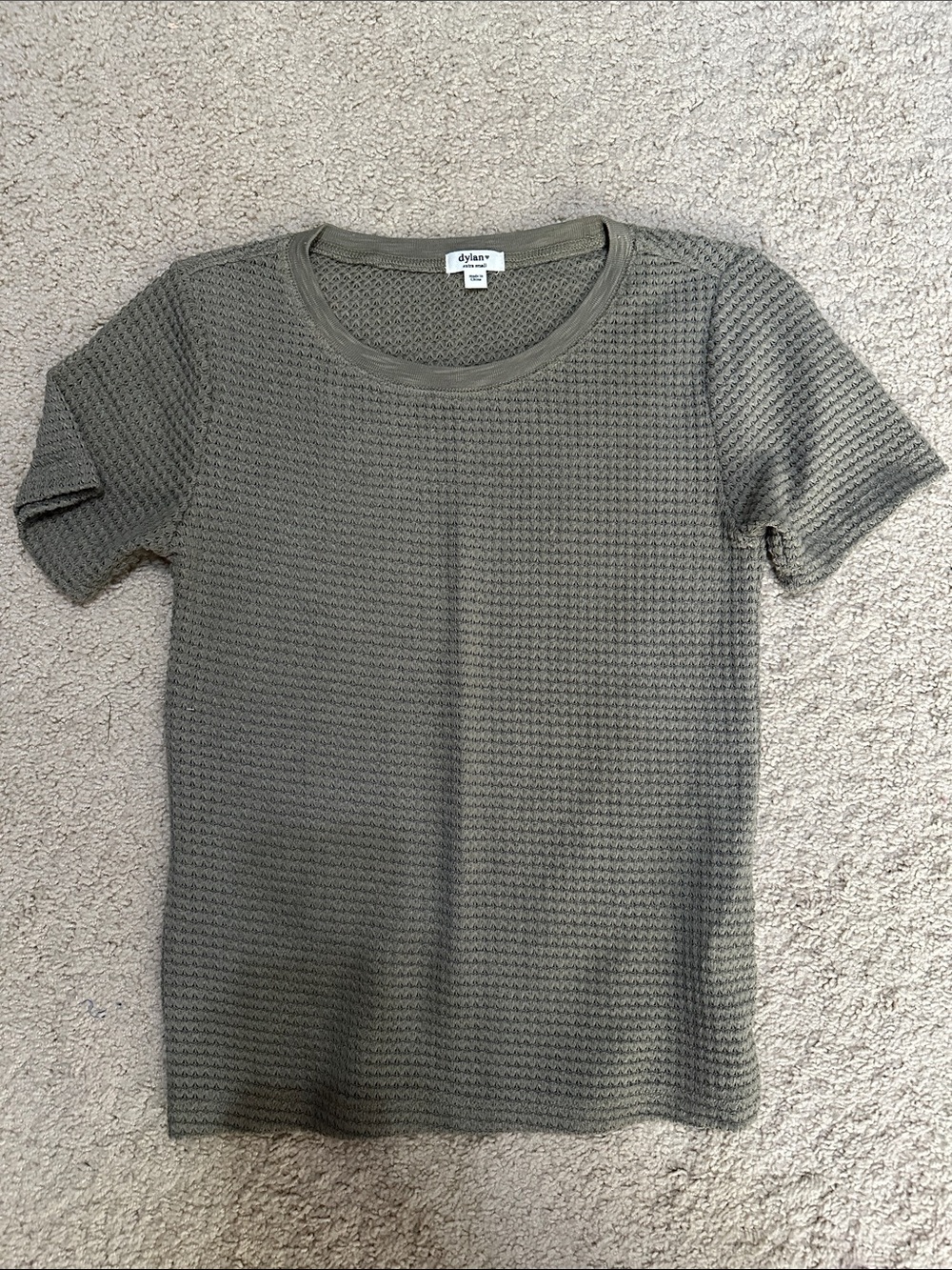 dylan Olive Short Sleeve Waffle Knit Top